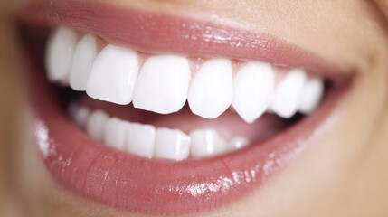 bright white teeth with a natural smile, softly lit against a clean background.