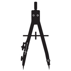 Black and white compass vector illustration, drawing tool design element