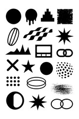 Abstract geometric shape icons with optical illusion and modern design, Transparent Background