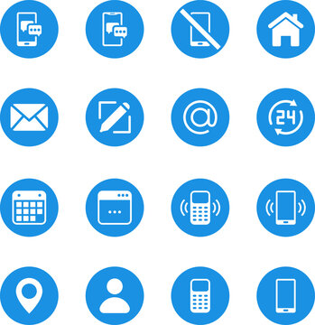 Business Card Contact Information Icon Collection. Contact information icons set name, location, phone, home, map pin, email and web address. PNG or vector