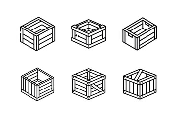 diy crate icon line art vector illustration