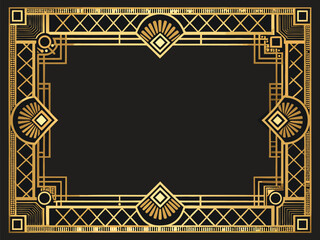 An ornate antique golden frame with a vintage wood border provides an elegant, empty design for a retro art painting or photo illustration