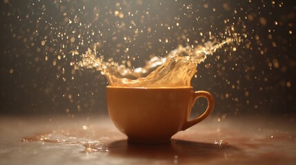 Cup with Liquid Splash on Table