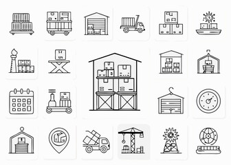 vector set of warehouse inventory