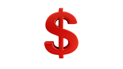 Obraz premium Red dollar sign representing American currency isolated on transparent background