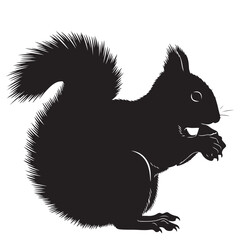 Black Silhouette of a Squirrel, Vector Illustration