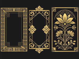Golden ornate vintage floral frame with an antique border design perfect for luxurious picture or card illustration