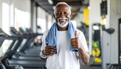 Senior man in gym giving thumbs up (1)