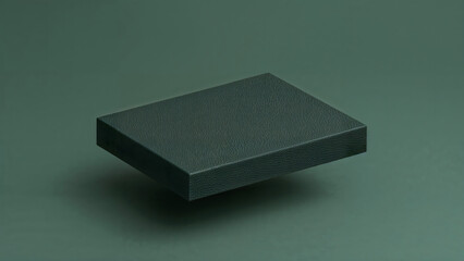 Floating Textured Box on Monochromatic Dark Green Background