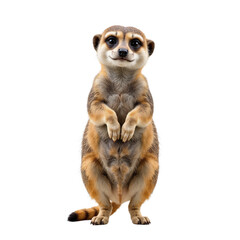 Fototapeta premium Cute Meerkat Standing Upright Isolated on White