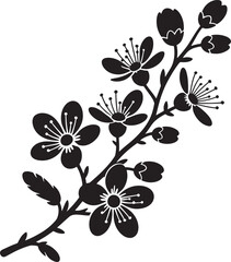 Fototapeta premium Delicate Floral Branch with Small Blooming Flowers, Perfect for Subtle Botanical and Nature-Inspired Designs.