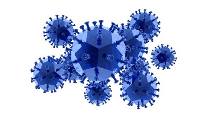 Geometric Viral Cluster - Microscopic view of a virus cluster, showcasing intricate geometric shapes, representing disease, infection, contagion, research, and science
