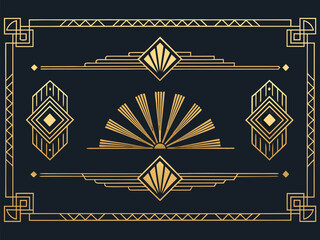 Elegant vintage golden ornate frame design with a retro antique border pattern