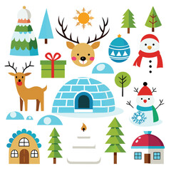 Winter Icon Set, Snow, Holiday, Weather & Christmas Line Icons in Minimal Style