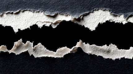 ripped torn paper edges isolated with clipping path on black background