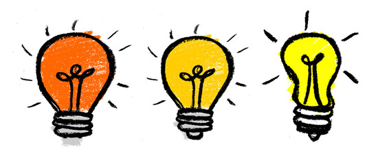 Light Bulb Idea Crayon Chalk Drawing PNG Transparent