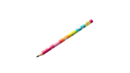 Colorful Kids School Writing LED Pencil Isolated on White Background – Fun Stationery Tool for Learning, Drawing, and Back-to-School Themes in High-Resolution PNG"

