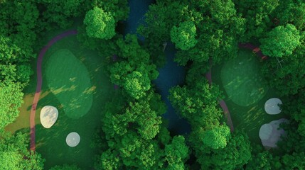 Exciting Golf Course Aerial View, Lush Greenery, Scenic Landscape, Nature Vibes