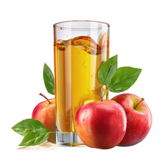 Fototapeta premium Apple juice with fresh red apples isolated on transparent background
