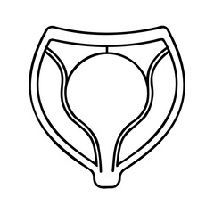 Outline a stylized female reproductive organ on a graphic shape