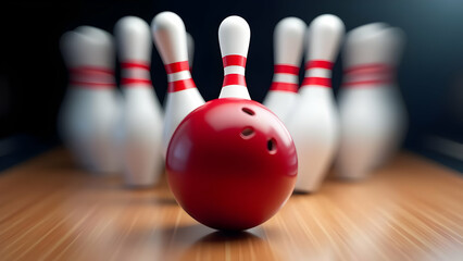 Bowling ball and pins