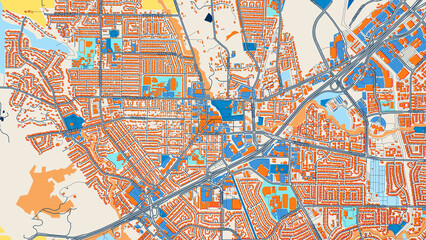 Colorful Vacaville Street Map with Labels and Buildings
