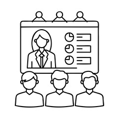 Presentation with speaker audience members in a business meeting vector