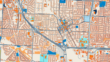 Obraz premium Colorful Lees Summit Street Map with Labels and Buildings