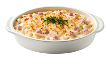 Cheesy macaroni isolated on transparent background