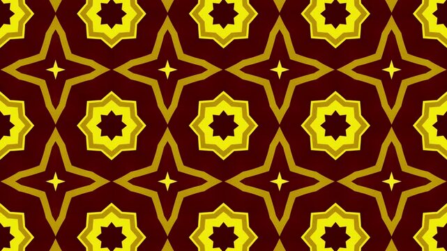 Kaleidoscope vintage retro circle pattern mosaic background. golden flower pattern luxury motion.