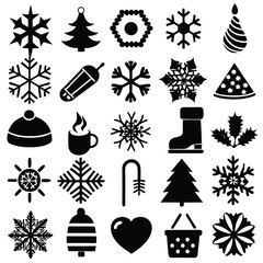 Winter Icon Set, Snow, Holiday, Weather & Christmas Line Icons in Minimal Style