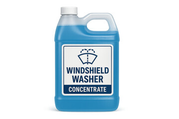 Windshield washer fluid concentrate bottle isolated on transparent background