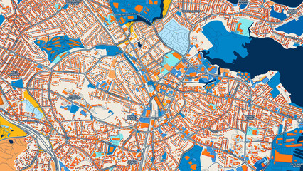 Obraz premium Colorful Quincy Street Map with Labels and Buildings