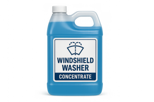 Windshield washer fluid concentrate bottle isolated on transparent background