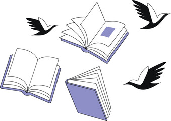 Artistic depiction of books transforming to promote global literacy awareness and education