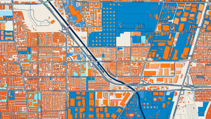 Obraz premium Colorful Carson Street Map with Labels and Buildings