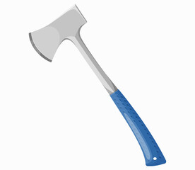 Camping ax isolated on a white background. Vector illustration of an axe in a flat style. Tool for working on wood. Carpenter's Symbol