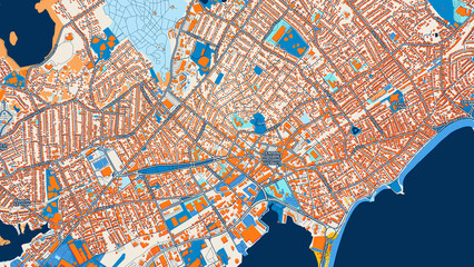 Colorful Lynn Street Map with Labels and Buildings