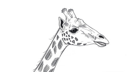 Hand-drawn sketch of a giraffe, rough pencil strokes, blurred bokeh background effect. Sharp subject focus, textured, white background..jpg
