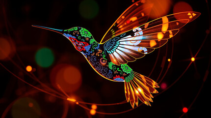 Hummingbird artwork utilizing creative light art techniques, abstract patterns and artistic lighting effects..jpg