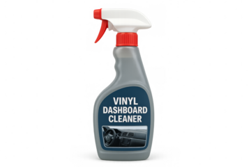 Vinyl dashboard cleaner spray bottle isolated on transparent background
