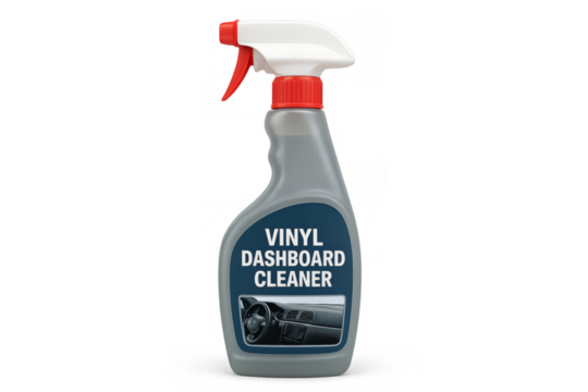 Vinyl dashboard cleaner spray bottle isolated on transparent background