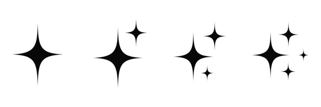 sparkle star icon set. containing star burst symbol. vector illustration