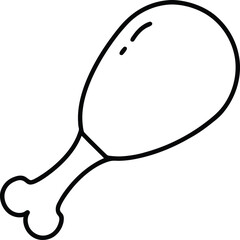 fried chicken drumstick drawing on white background