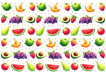 Colorful fruits seamless pattern