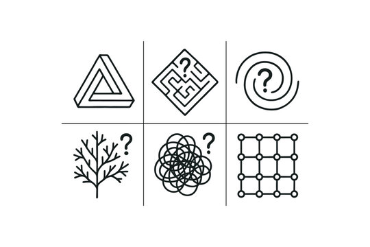 hand drawn cute doodle style isolated confusion parado loop confusion mirror maze confusion spiral heli confusion fractal branch confusion disarray cluster confusion riddle matri