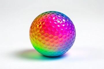 Multicolored Golf Ball Gleaming Under Bright Light Offers Abstract Art Appeal