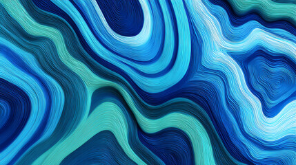 A vibrant abstract illustration featuring flowing lines in varying shades of blue and green, creating a mesmerizing visual effect.