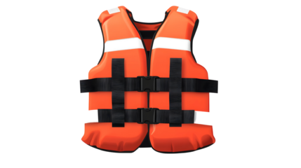 Bright orange life jacket with straps for safety and buoyancy