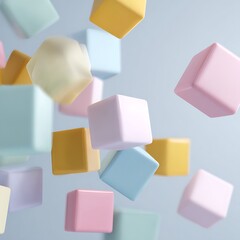 Floating Pastel Cubes Abstract Background
